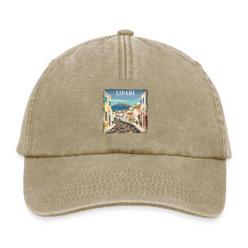 Lipari Italy: Dream Beach Summer Vacation - Relaxed Vintage Cap - vintage beige - Front