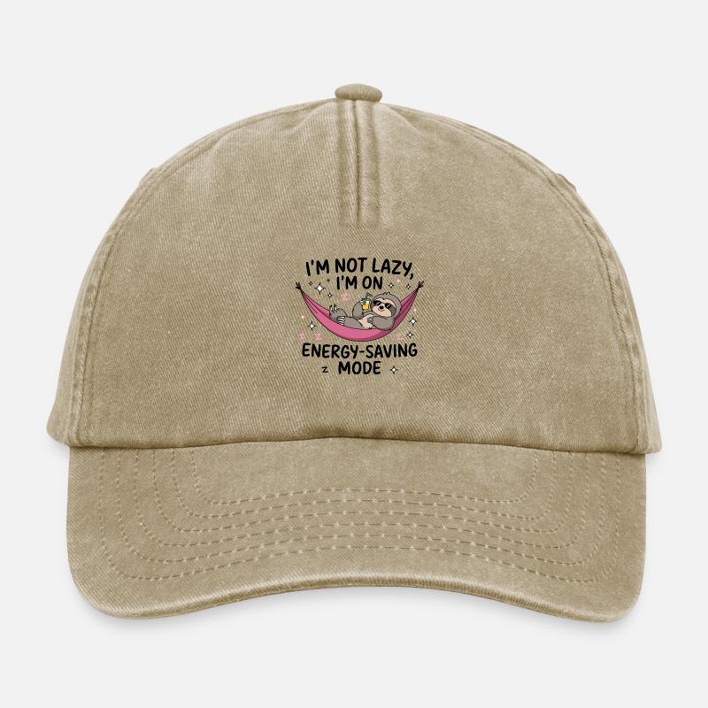 Lazy Sloth Energieeinsparung - Relaxed Vintage Cap - Vintage Beige