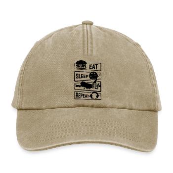 Eat Sleep Fly Repeat - Flugzeug Pilot Flieger Flug - Relaxed Vintage Cap - Vintage Beige - Vorne