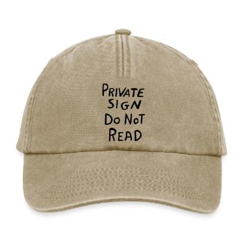 Privater Bereich Schild – Lustiges Geheim-Design - Relaxed Vintage Cap - Vintage Beige - Vorne