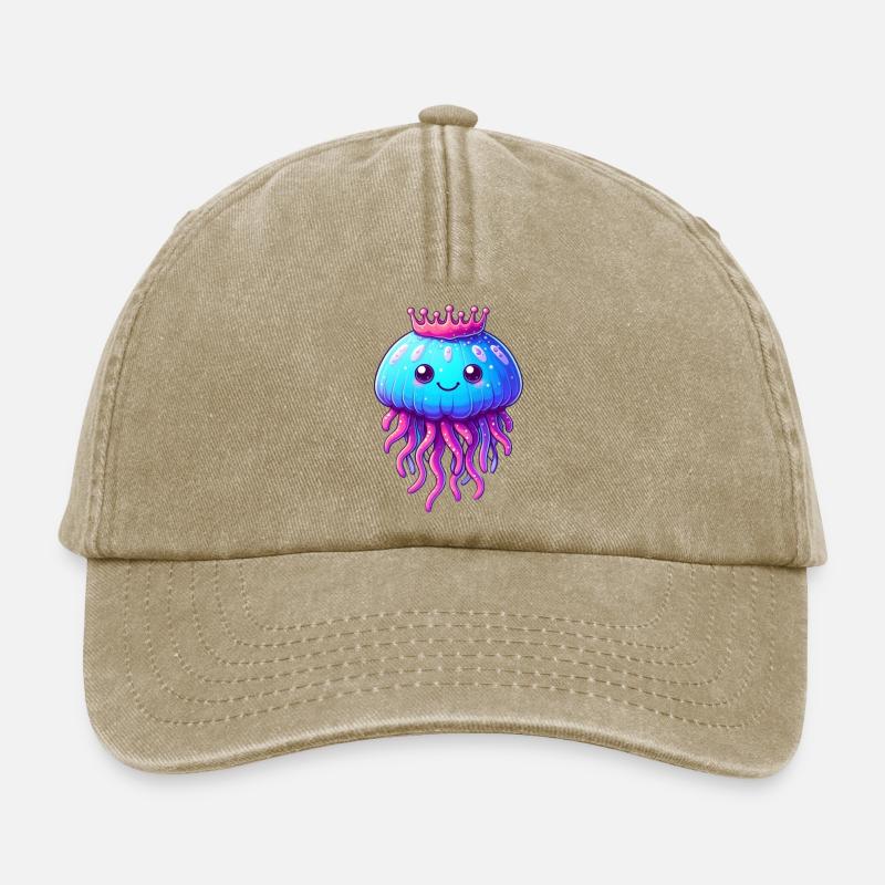 A jellyfish with a crown - Relaxed Vintage Cap - vintage beige
