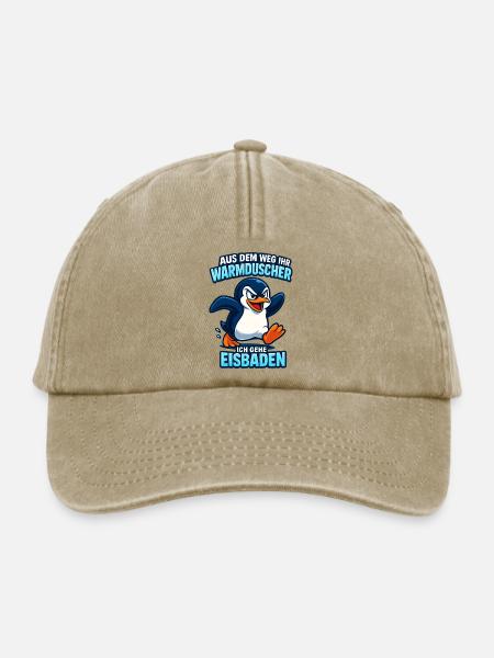 Eisbaden Pingiun Lustiger Spruch - Relaxed Vintage Cap - Vintage Beige