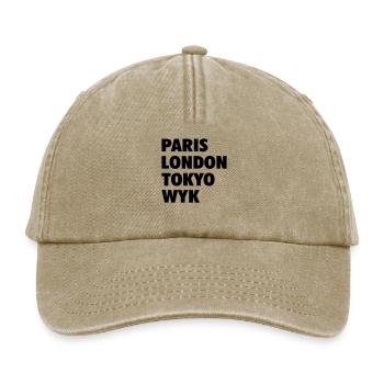 WYK - Paris London Tokyo, Föhr Nordsee Insel - Relaxed Vintage Cap - Vintage Beige - Vorne