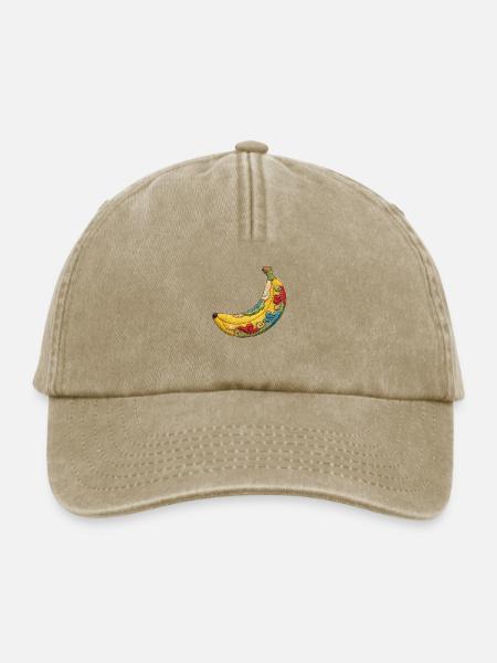 Bestickte Banane - Relaxed Vintage Cap - Vintage Beige