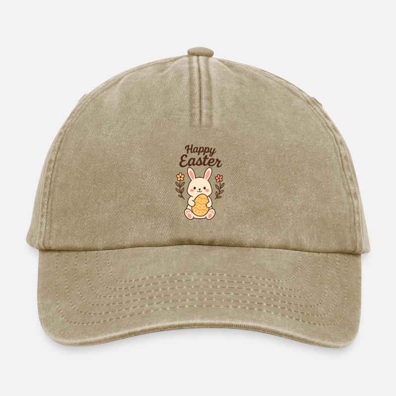 Bunny with an Easter Egg - Relaxed Vintage Cap - vintage beige