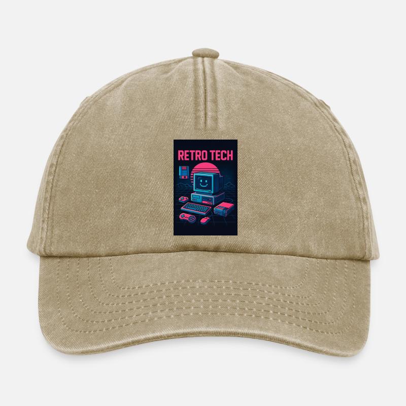 Retro Tech Computer Grafikdesigner mit Lächeln - Relaxed Vintage Cap - Vintage Beige