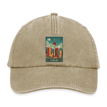 Découvrez la scène urbaine pittoresque de Calgary au Canada - Casquette vintage décontractée - beige vintage - Devant