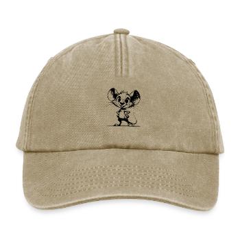 Mouse Sketch Big Ears Kids Pencil Style - Relaxed Vintage Cap - vintage beige - Front