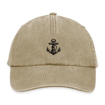Unusual Anchor Elegant Tattoo Sketch Style - Relaxed Vintage Cap - vintage beige - Front