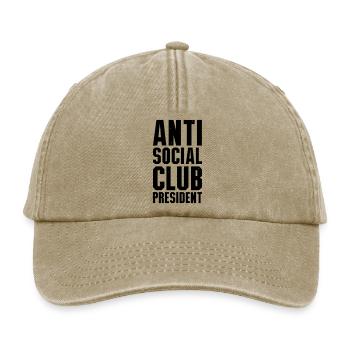Anti social club president - Relaxed Vintage Cap - vintage beige - Front