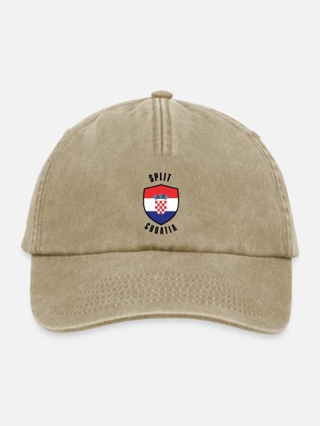 Geteilter Kroatien-Schild - Relaxed Vintage Cap - Vintage Beige