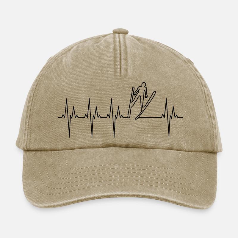 Saut à Ski électrocardiogramme ECG Saut à Ski - Casquette vintage décontractée - beige vintage