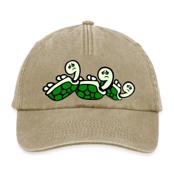 3 Schildkröten Rücken umgekippt liegend traurig - Relaxed Vintage Cap - Vintage Beige - Vorne