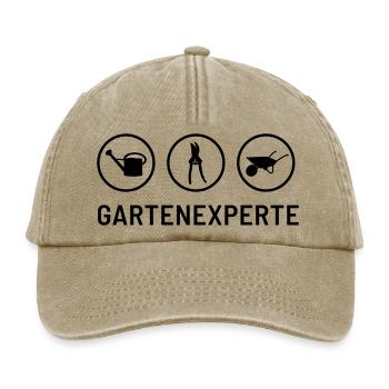 Expert du jardin : Arrosoir, taille-haie, brouette - Casquette vintage décontractée - beige vintage - Devant