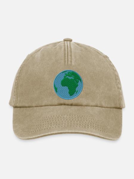 Die Erde bestickt - Relaxed Vintage Cap - Vintage Beige