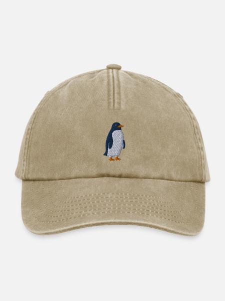 Pinguin bestickt - Relaxed Vintage Cap - Vintage Beige