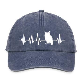 Eule Herzschlag Eulenliebhaber Geschenkidee Kauz - Relaxed Vintage Cap - Vintage Denim - Vorne