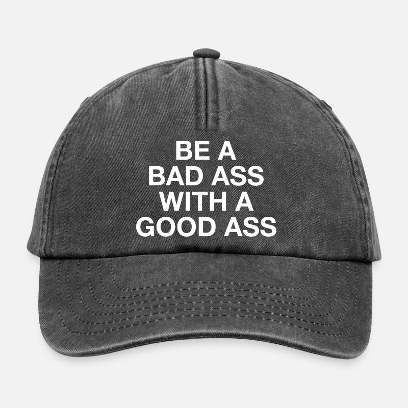 BE A BAD ASS WITH A GOOD ASS - Relaxed Vintage Cap - Vintage Schwarz