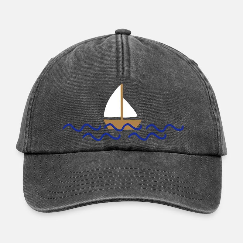 ship with waves - Casquette vintage décontractée - noir vintage