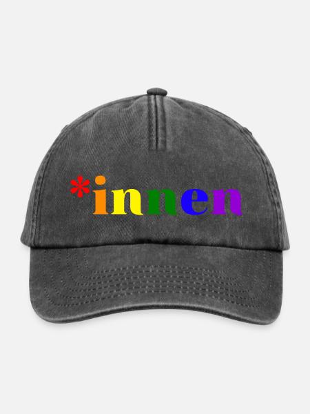 *innen Gendern - Relaxed Vintage Cap - Vintage Schwarz
