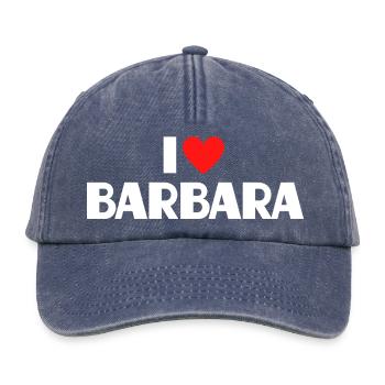 I love Barbara Rotes Herz Romantischer Name Fan - Relaxed Vintage Cap - Vintage Denim - Vorne