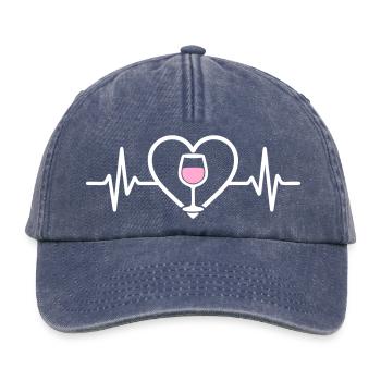 Roséwein-Herz - Relaxed Vintage Cap - Vintage Denim - Vorne
