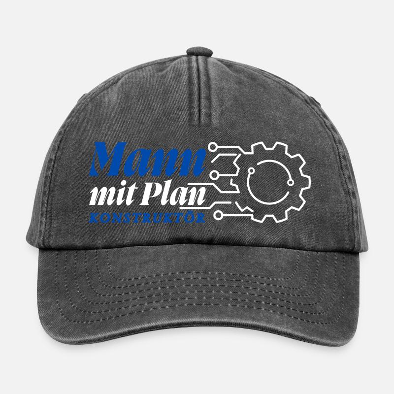 Mann mit Plan - Konstruktör, Konstrukteur - Relaxed Vintage Cap - Vintage Schwarz
