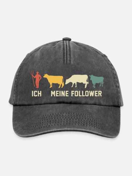 Ich Meine Follower Kühe Kuh - Relaxed Vintage Cap - Vintage Schwarz