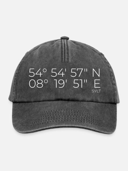 Koordinaten Sylt - Relaxed Vintage Cap - Vintage Schwarz