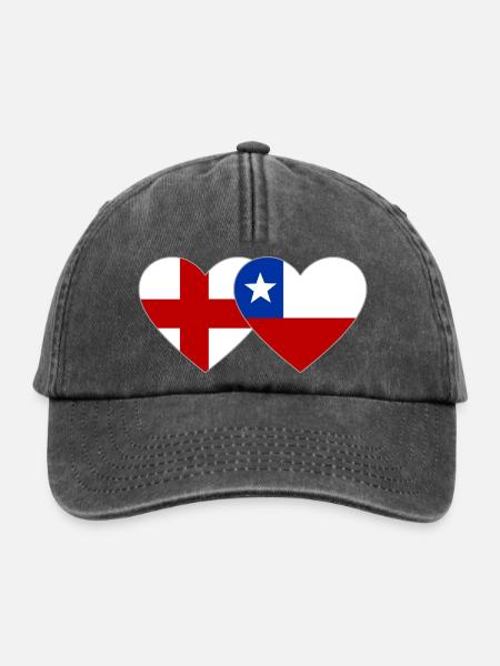 England Chile Flagge Herz - Relaxed Vintage Cap - Vintage Schwarz