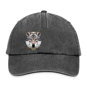 Geometrischer Wolf – Polygon T-Shirt Outdoor - Relaxed Vintage Cap - Vintage Schwarz - Vorne