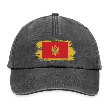 Montenegro Vintage Flagge - Relaxed Vintage Cap - Vintage Schwarz - Vorne