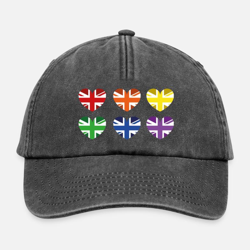 BRITISCHE REGENBOGENFLAGGE - Relaxed Vintage Cap - Vintage Schwarz