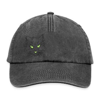 Tête de chat aux yeux perçants - Casquette vintage décontractée - noir vintage - Devant