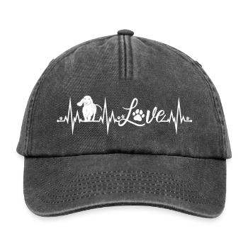 Battements de cœur de teckel - Casquette vintage décontractée - noir vintage - Devant