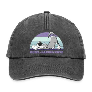 Wolf Yoga Howl-Laxing Pose - Relaxed Vintage Cap - Vintage Schwarz - Vorne