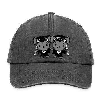2 Bunnies College School Graduation Two Friends Team - Relaxed Vintage Cap - vintage black - Front