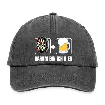 Fléchettes et bière – c’est pour ça que je suis là - Casquette vintage décontractée - noir vintage - Devant