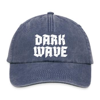 Dark Wave typography logo design - Relaxed Vintage Cap - vintage denim - Front
