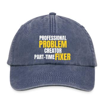 Professioneller Problem-Erfinder Lustiges Arbeitskleidungsdesign - Relaxed Vintage Cap - Vintage Denim - Vorne
