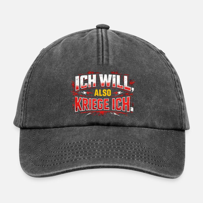 Ich Will also Krieg Ich – Statement für Gewinner - Relaxed Vintage Cap - Vintage Schwarz