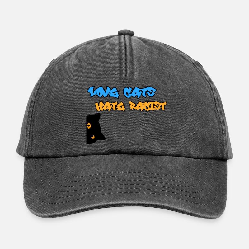 Love Cats; hate Racist - Relaxed Vintage Cap - Vintage Schwarz