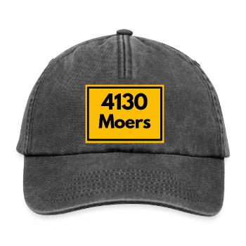 Ortsschild - damals Retro alte PLZ 4130 MOERS - Relaxed Vintage Cap - Vintage Schwarz - Vorne
