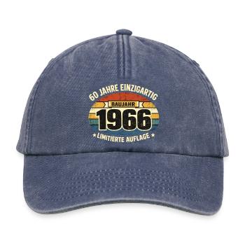 60th Birthday 1966 Legend Vintage Funny - Relaxed Vintage Cap - vintage denim - Front