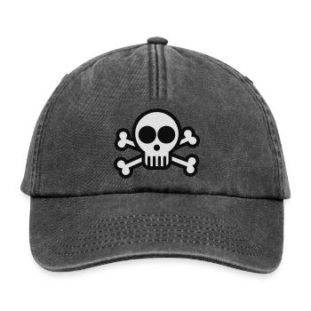 Pirat Totenkopf - Relaxed Vintage Cap - Vintage Schwarz - Vorne