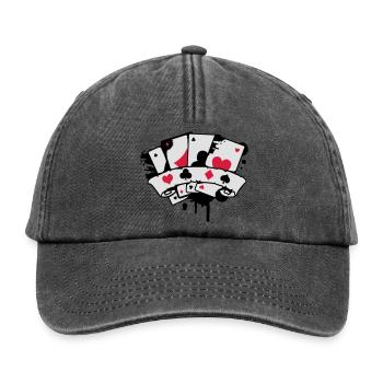 Spielkarten und Banner - Relaxed Vintage Cap - Vintage Schwarz - Vorne