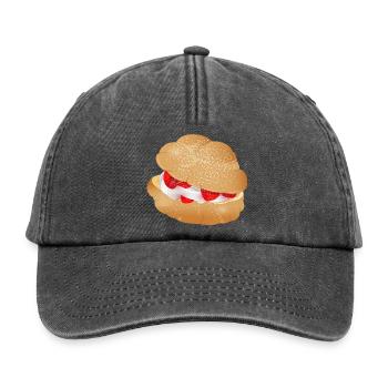 Mit Sahne und Erdbeeren gefüllter Windbeutel - Relaxed Vintage Cap - Vintage Schwarz - Vorne
