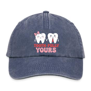 Paar zahnmedizinische Assistentin Zahnarzt - Relaxed Vintage Cap - Vintage Denim - Vorne