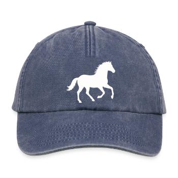 Silhouette eines wilden Pferdes - Relaxed Vintage Cap - Vintage Denim - Vorne