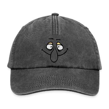 Face Big Nose Smile Grin Comic Cartoon - Relaxed Vintage Cap - vintage black - Front
